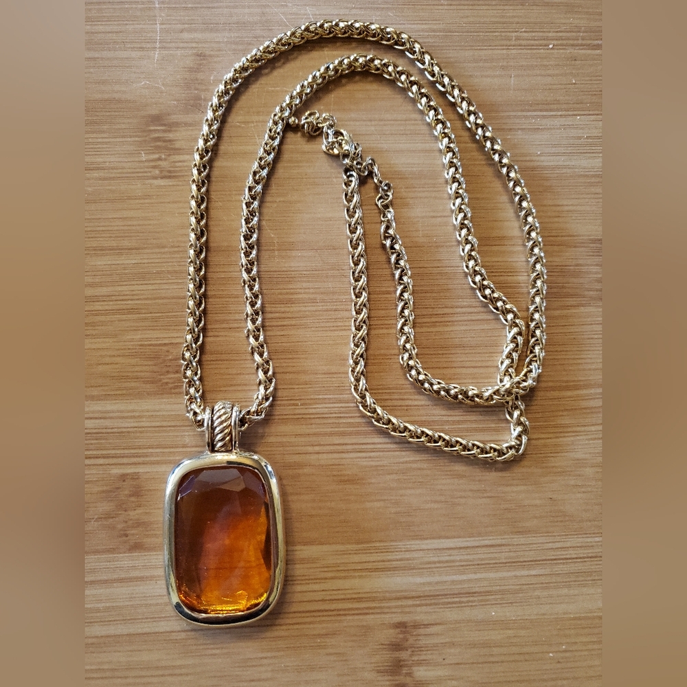 Joan Rivers Orange Amber Necklace